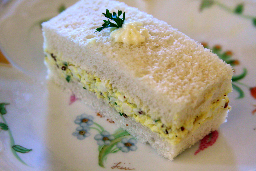 Traditional tea sandwiches and table setting